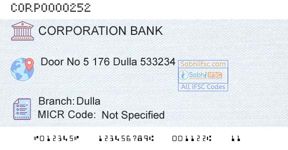 Corporation Bank DullaBranch 