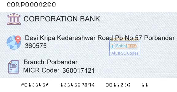Corporation Bank PorbandarBranch 
