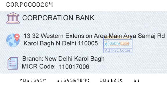 Corporation Bank New Delhi Karol BaghBranch 