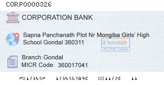 Corporation Bank GondalBranch 