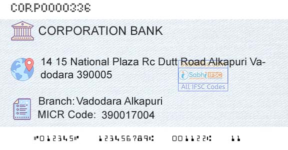 Corporation Bank Vadodara AlkapuriBranch 