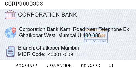 Corporation Bank Ghatkoper MumbaiBranch 