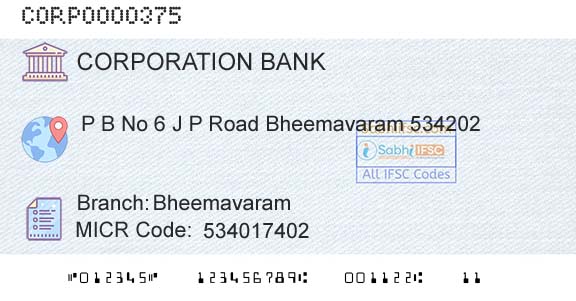 Corporation Bank BheemavaramBranch 