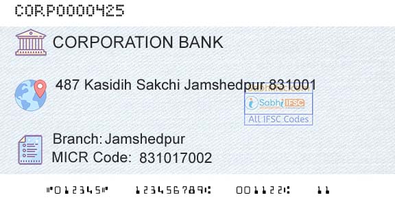 Corporation Bank JamshedpurBranch 