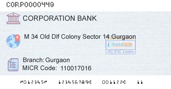 Corporation Bank GurgaonBranch 