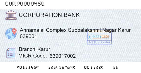 Corporation Bank KarurBranch 