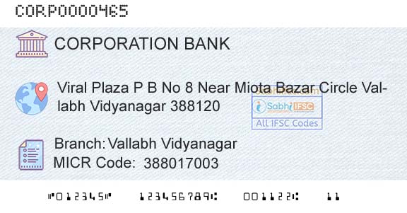 Corporation Bank Vallabh VidyanagarBranch 