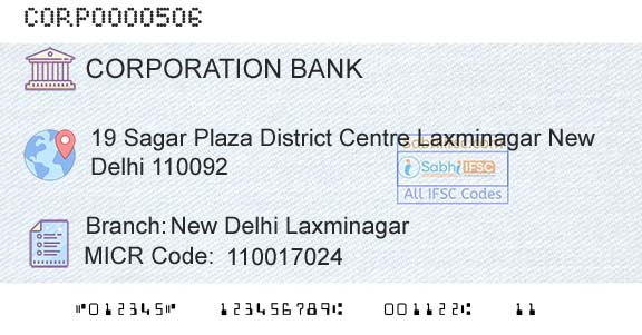Corporation Bank New Delhi LaxminagarBranch 
