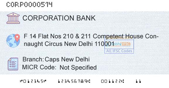 Corporation Bank Caps New DelhiBranch 
