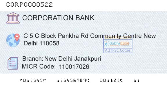 Corporation Bank New Delhi JanakpuriBranch 
