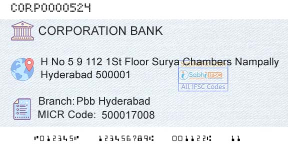 Corporation Bank Pbb HyderabadBranch 