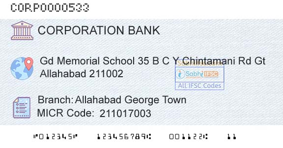 Corporation Bank Allahabad George TownBranch 