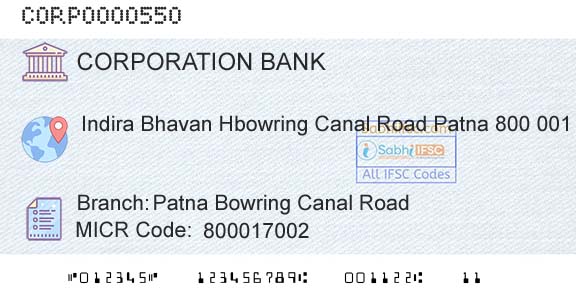Corporation Bank Patna Bowring Canal RoadBranch 