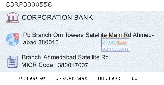 Corporation Bank Ahmedabad Satellite RdBranch 