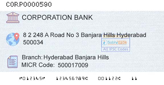 Corporation Bank Hyderabad Banjara HillsBranch 