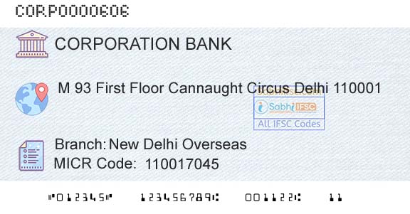 Corporation Bank New Delhi OverseasBranch 
