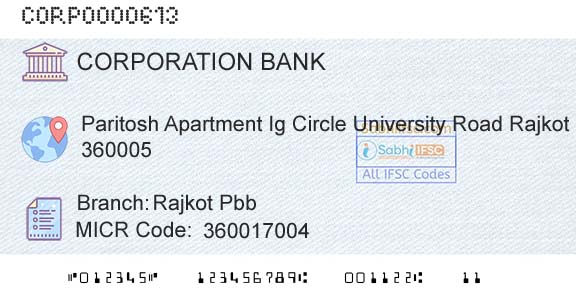 Corporation Bank Rajkot PbbBranch 