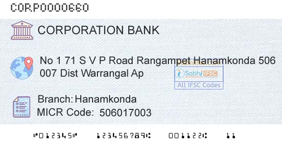 Corporation Bank HanamkondaBranch 