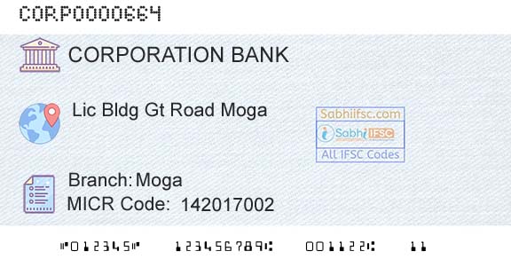 Corporation Bank MogaBranch 