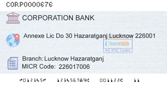 Corporation Bank Lucknow HazaratganjBranch 