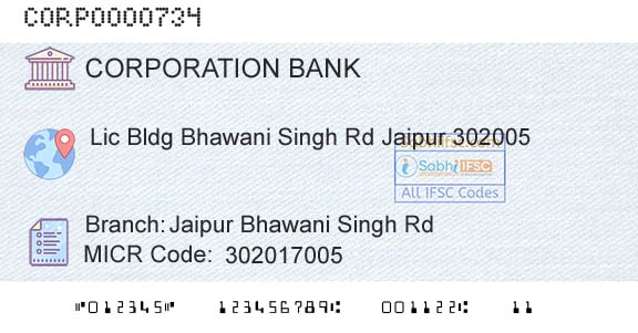 Corporation Bank Jaipur Bhawani Singh RdBranch 