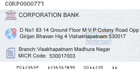 Corporation Bank Visakhapatnam Madhura NagarBranch 