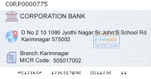Corporation Bank KarimnagarBranch 