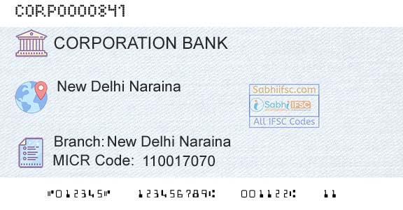 Corporation Bank New Delhi NarainaBranch 