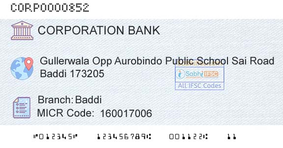 Corporation Bank BaddiBranch 