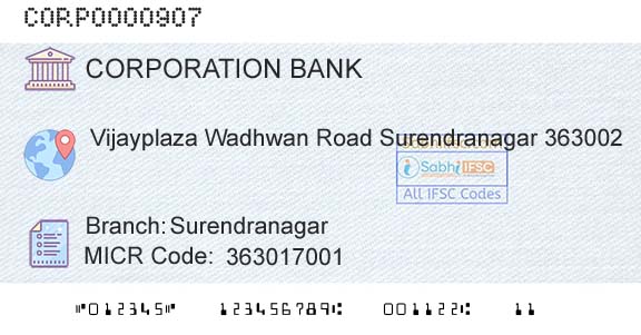 Corporation Bank SurendranagarBranch 