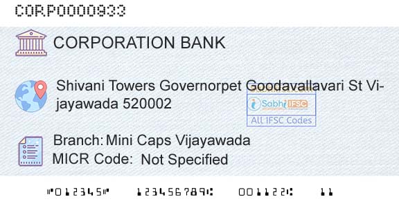 Corporation Bank Mini Caps VijayawadaBranch 