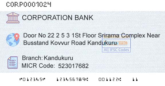 Corporation Bank KandukuruBranch 