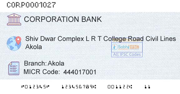 Corporation Bank AkolaBranch 