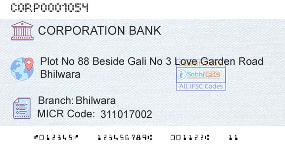 Corporation Bank BhilwaraBranch 