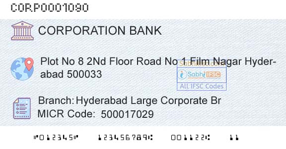 Corporation Bank Hyderabad Large Corporate BrBranch 