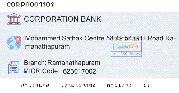 Corporation Bank RamanathapuramBranch 