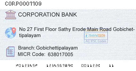 Corporation Bank GobichettipalayamBranch 