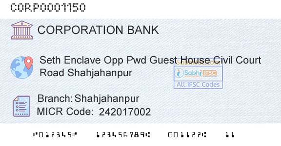 Corporation Bank ShahjahanpurBranch 
