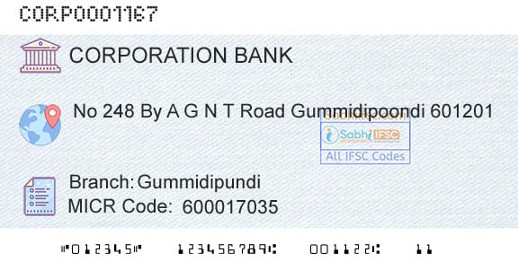 Corporation Bank GummidipundiBranch 