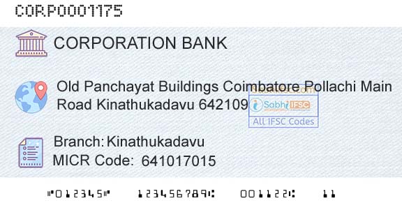 Corporation Bank KinathukadavuBranch 