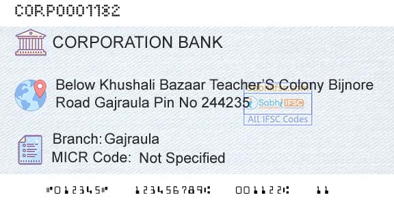 Corporation Bank GajraulaBranch 