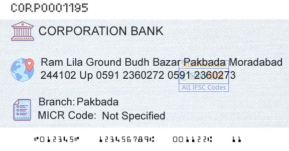 Corporation Bank PakbadaBranch 