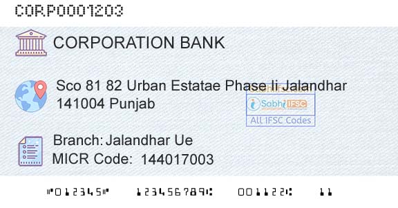 Corporation Bank Jalandhar UeBranch 