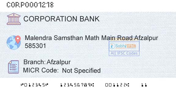 Corporation Bank AfzalpurBranch 