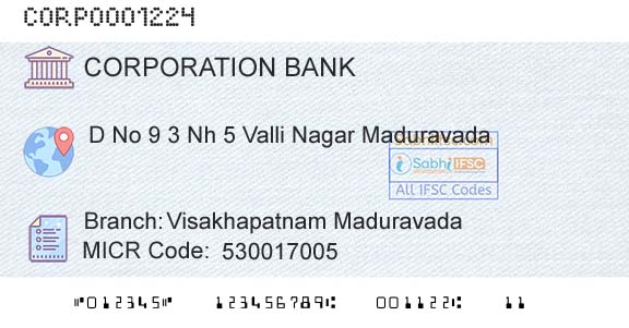 Corporation Bank Visakhapatnam MaduravadaBranch 