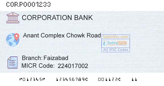 Corporation Bank FaizabadBranch 