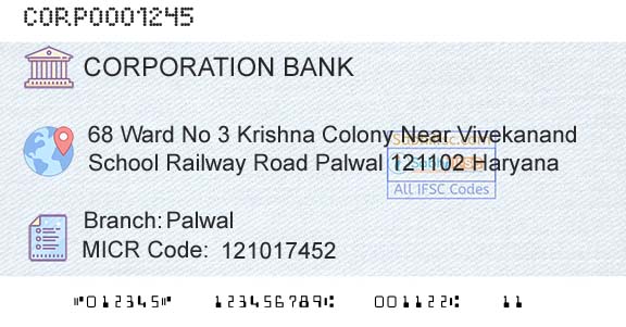 Corporation Bank PalwalBranch 