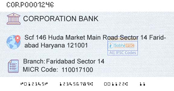 Corporation Bank Faridabad Sector 14Branch 