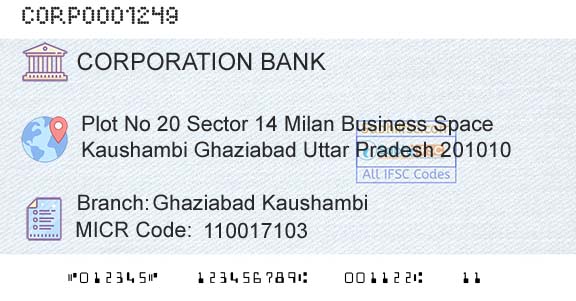 Corporation Bank Ghaziabad KaushambiBranch 