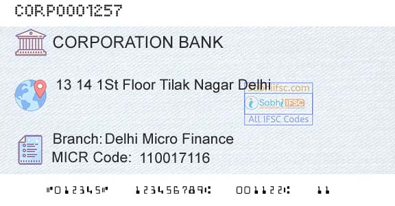 Corporation Bank Delhi Micro FinanceBranch 